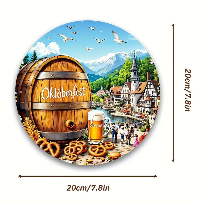 1pc Round Aluminum Oktoberfestival Town Sign The Perfect Gift for Bedrooms Kitchens Gaming Rooms Bal