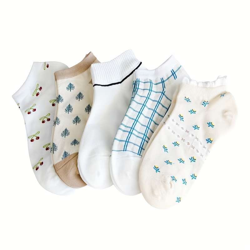 5 Pairs Random Colors One Size High Elastic Socks