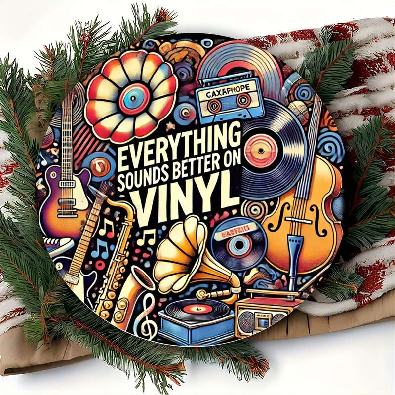 1pc  Vinyl Record Art Metal Sign 2D Music Festival Theme Round Decorative Plaque Easy to Hang