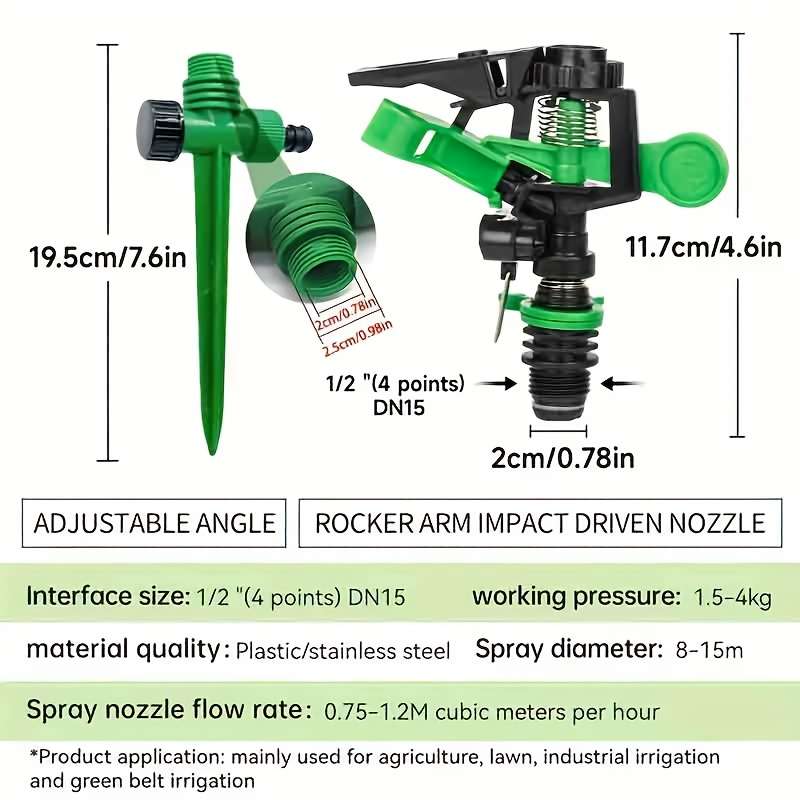 4Pcs Rotating Garden Sprinklers Adjustable Spray Nozzle