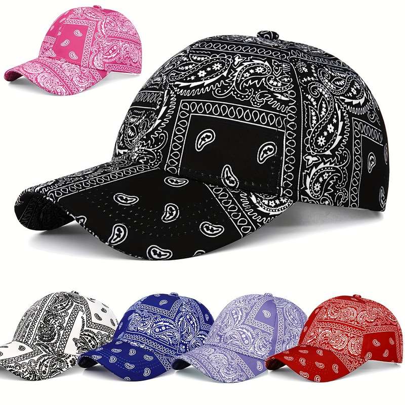 1pc Assorted Paisley Print Baseball Caps For Women Adjustable Sun Protection Sports Hats