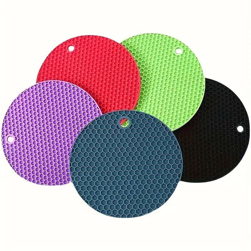 5-Pack Silicone Honeycomb Heat Resistant Mats Non-Slip Durable Hot Plate Pads for Hot Dishes