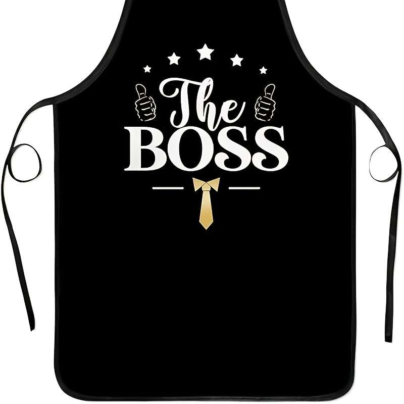 1pc Polyester Apron "The Boss" Design Woven Kitchen Cooking Apron for Men and Women Ideal fo