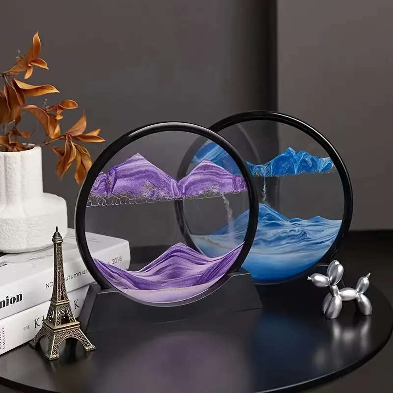 1pc 5D Glass Decoration Relief Sand Timer No Electricity Required Creative Art Gift For Home Office