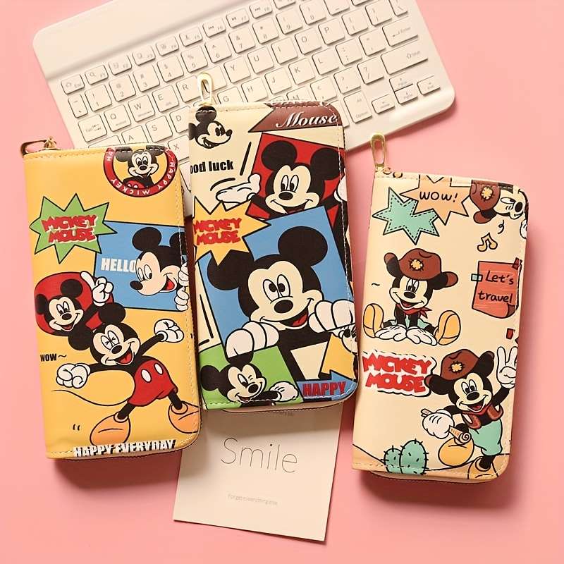 1pc Disney 1pc Cartoon Mickey Men and Women Wallet Mickey Mouse Printed Anime Fashion Long Zipper