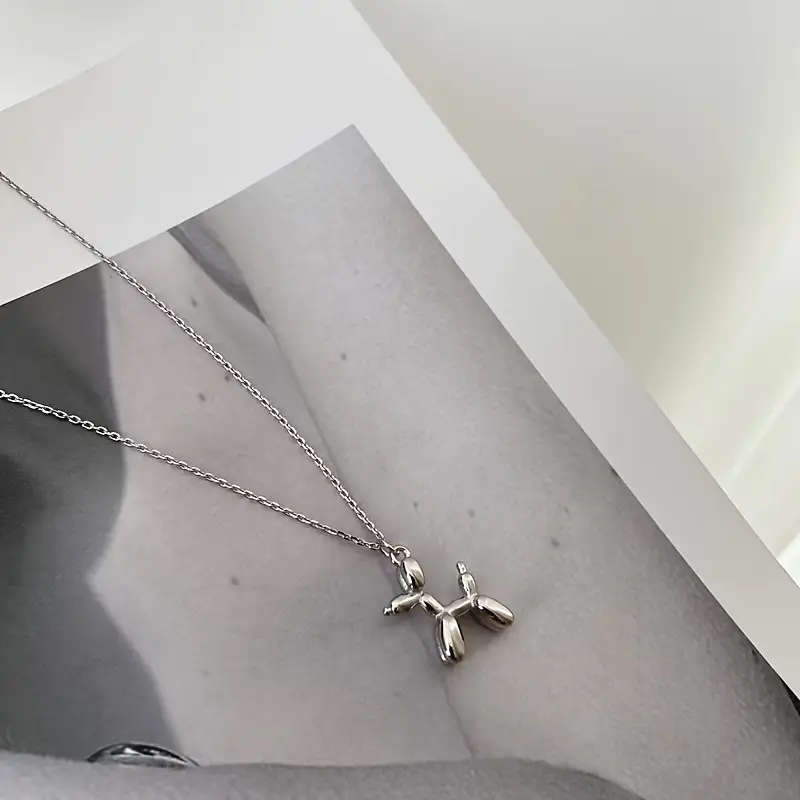 Genuine Stainless Steel Necklace with Balloon Dog Pendant