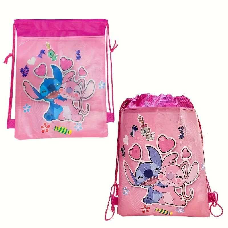 1pc Stitch Drawstring Backpack Modern Non-Woven Fabric Ideal for Office Travel Gifts