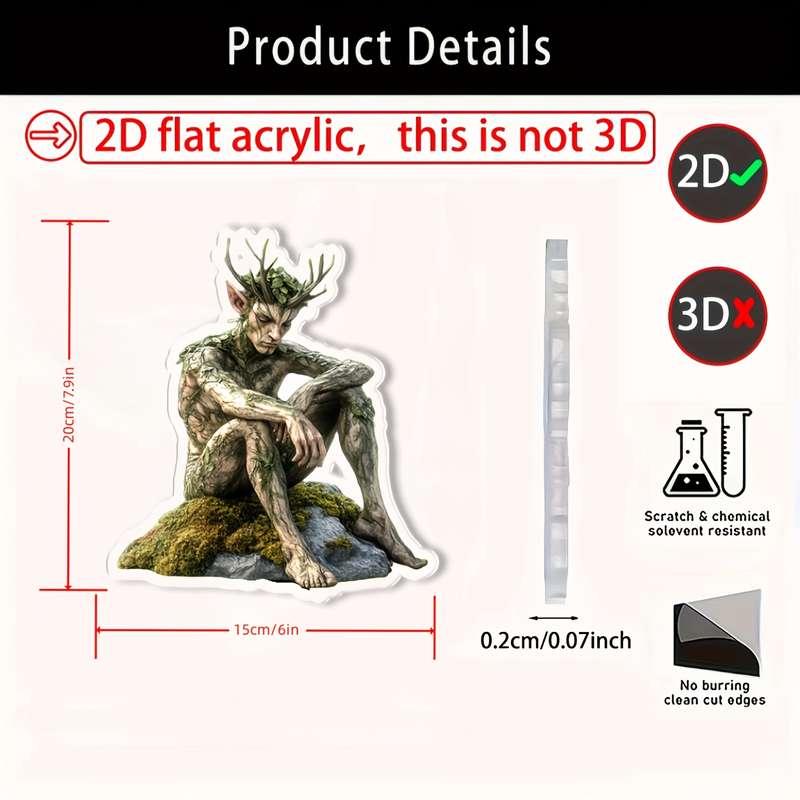 1pc 2D Flat  Bohemian Green Elf Acrylic Sculpture Whimsical Garden Stake Decoration Perfect for Ou