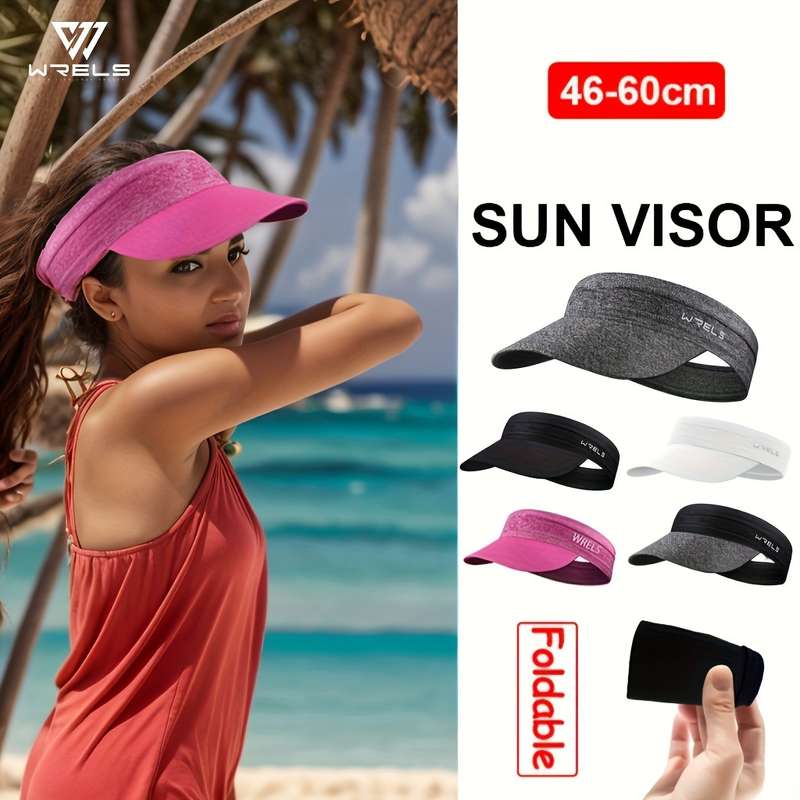 1pc WRELS Adjustable Sports Visor Hat Breathable Lightweight Perfect for Table Tennis Marath
