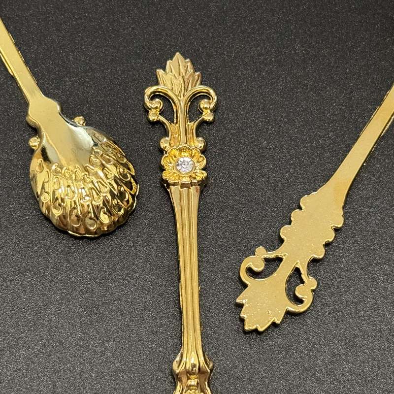 6pcs Elegant Baroque-style Gold-plated Teaspoon With Gorgeous Floral Design Eid Al-Adha Mubara
