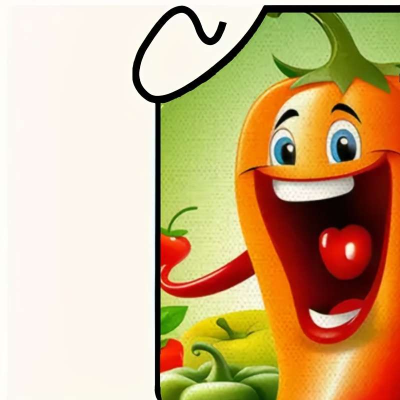 1pc Cute Chili Pepper Print Apron Durable Polyester Fabric Unisex Kitchen Apron for BBQ Baki