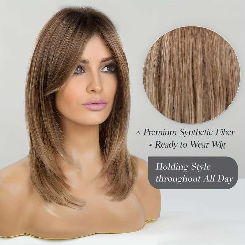 1Pc Coffee Color 50.8cm Fashion Design Wig