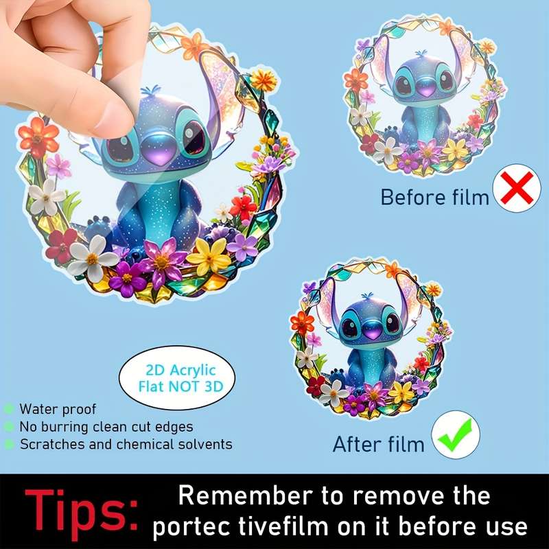 1pc 2D Flat   Decorative signs and plaques  Stitch decorative window art window sun cat