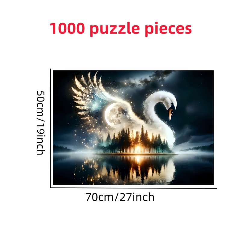 1000pcs Mystical Swan Moon Night Sky Puzzle Challenging DIY Brain Teaser for Adul