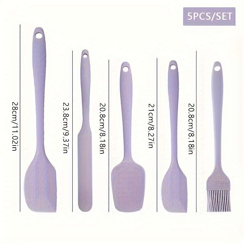 5pcs Silicone Kitchen Tools Set Nordic Colors Large Small Spatulas Serving Spoons Oil Brush