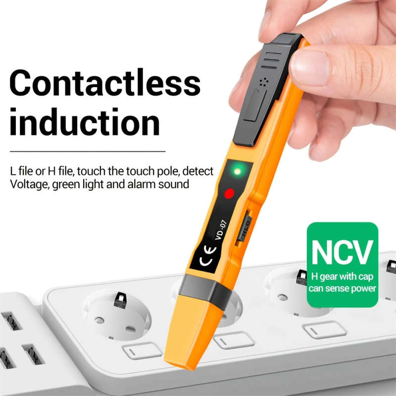 1pc Compact Non-Contact Voltage Detector Pen AC DC Induction Tester with LCD Display Sound Light