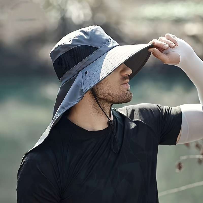 1pc Outdoor Sun Hat with Wide Brim UV Protection Neck Cover for Cycling Fishing Hiking Knitte