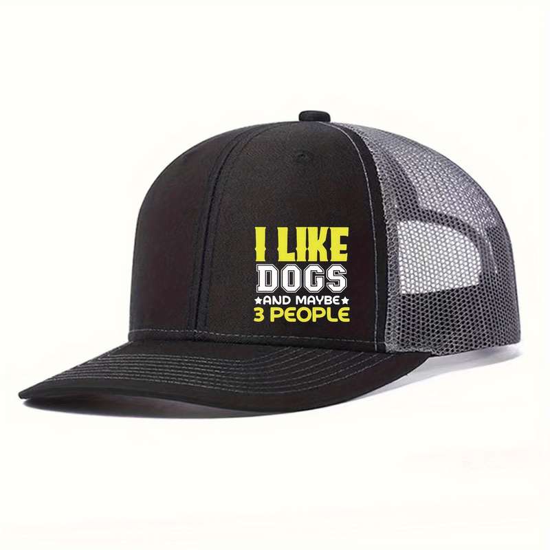 1pc I Like Dogs Funny Printed Trucker Hat Stylish Unisex Baseball Cap for Men Women Lightweig