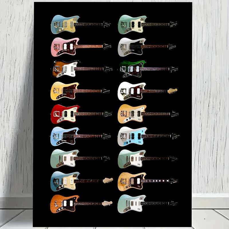 1pc Vibrant Guitar Collection Canvas Art Print 30.48x45.72 cm Frameless Wall Decor Colorful Elec
