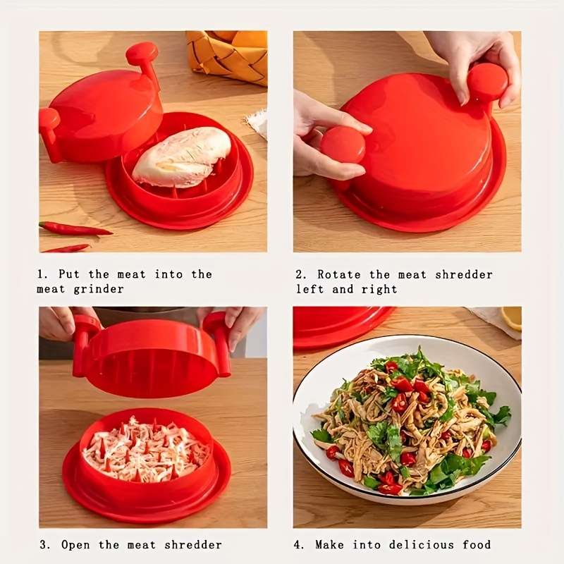 1pc Chicken Shredder Professional Chicken Breast Shredder Tool Twist Transparent Lid Ergono