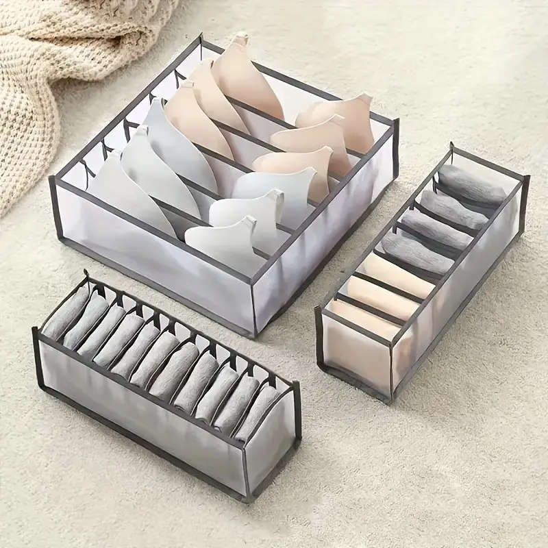 Set of Three Non-Woven Fabric Storage Boxes