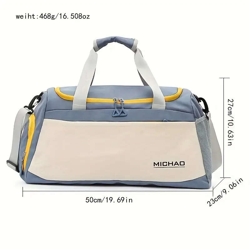 Large Capacity Fitness Bag Waterproof Oxford Fabric with Dry Wet Separation Zip Closure Versatile