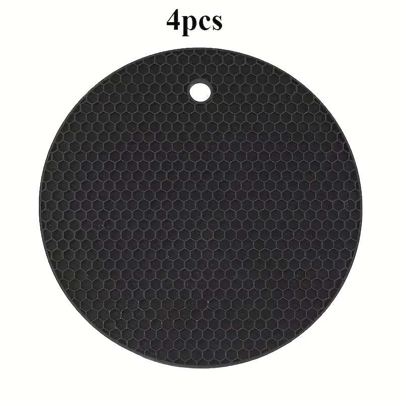 4pcs Black Silicone Heat Guard Pads Non-Slip Heat Stain Resistant Kitchen Mats for Cookwar