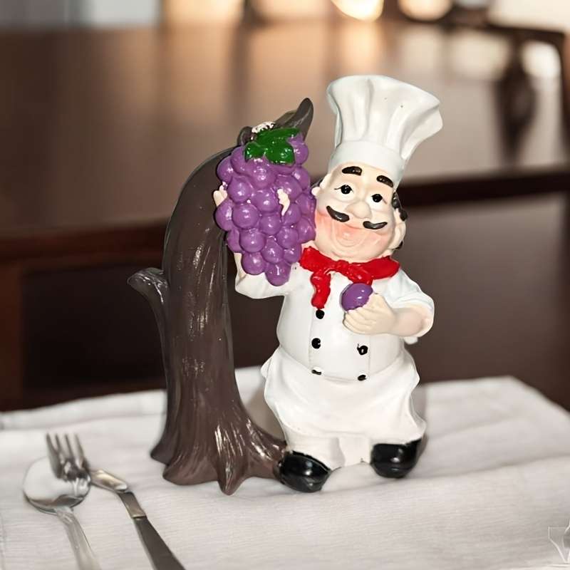 1pc Chef-Shaped Resin Paper Towel Holder Grapevine Design Free Standing Hanging No-Drill I