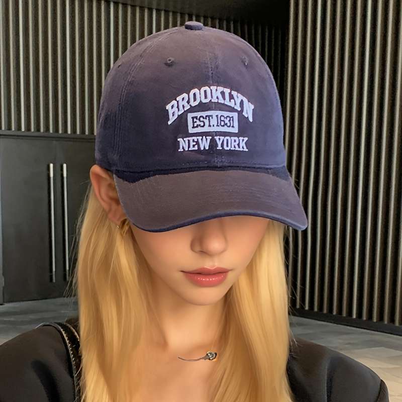 1pc Brooklyn NY Embroidered Baseball Cap Unisex Polyester Cotton Blend Lightweight Breathable Spo