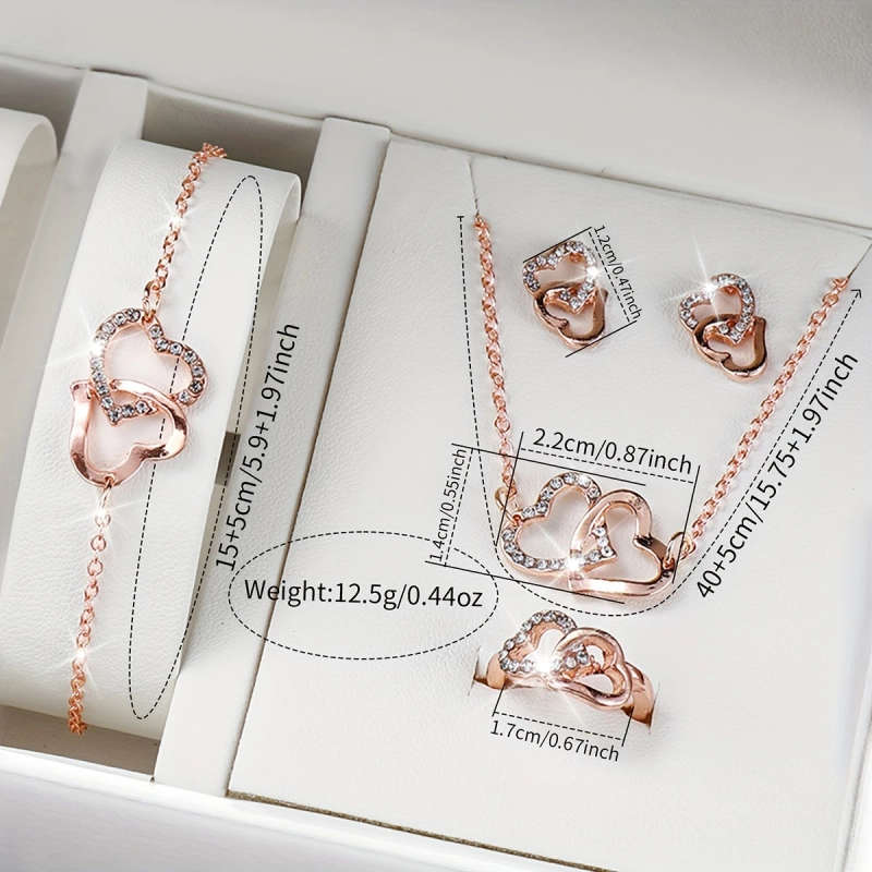 6pcs set Elegant Women'S Quartz Watch with Roman Numerals Dial and Jewelry Set Round Alloy Case PU L