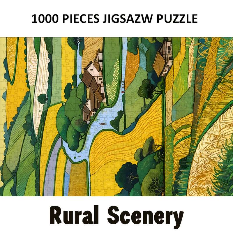 1000pcs Vibrant Rural Scenery Jigsaw Puzzle High-Quality Paper Multicolor Ideal f