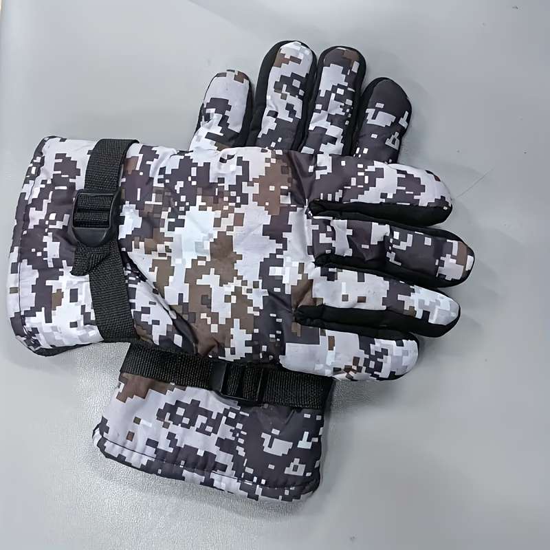 1 Pair Camouflage Grey Warm Gloves