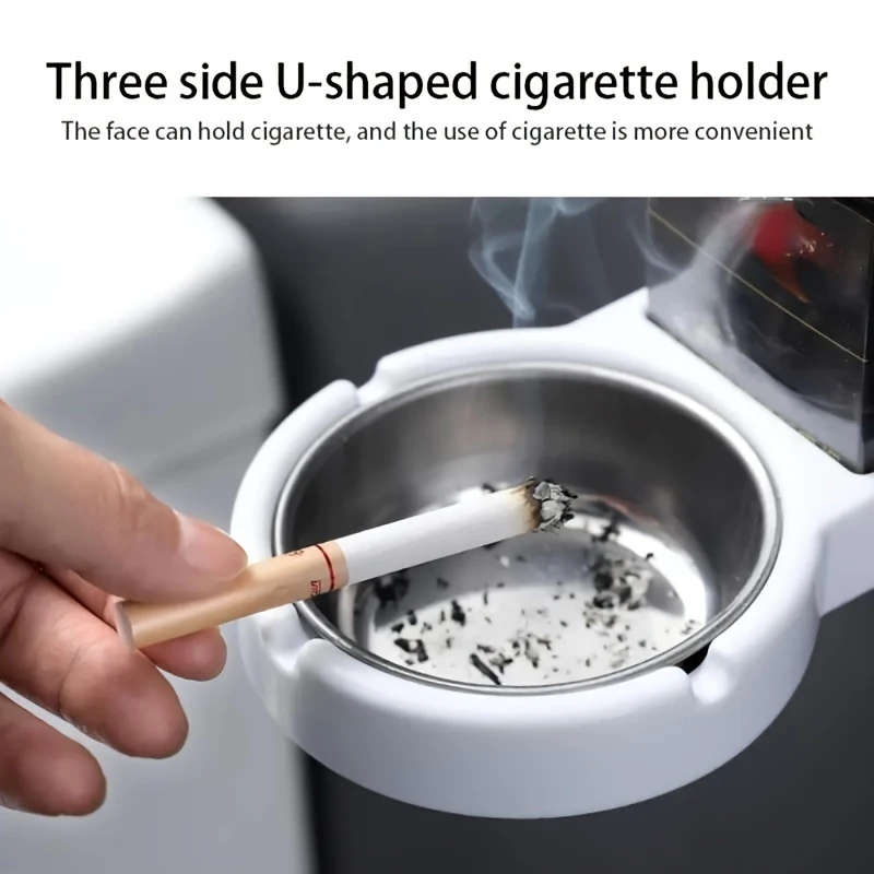 1pc Wall-Mounted No-Drill Bathroom Ashtray Contemporary Circular Plastic Design Space-Saving
