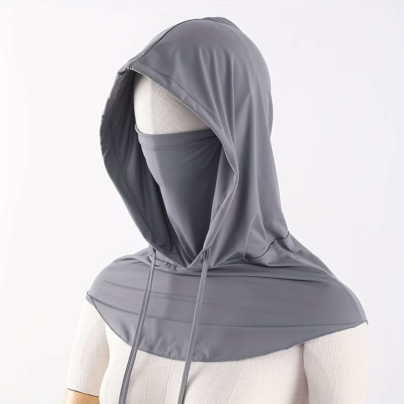1pc Unisex Sunscreen Mask Hat with Neck Protection Full Face UV Protection Breathable Polyester S