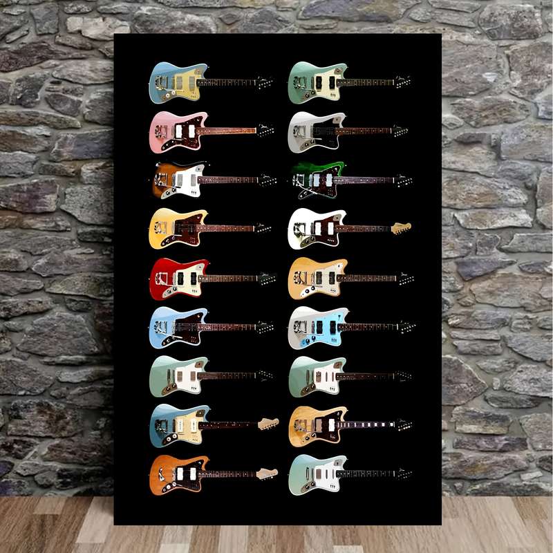 1pc Vibrant Guitar Collection Canvas Art Print 30.48x45.72 cm Frameless Wall Decor Colorful Elec