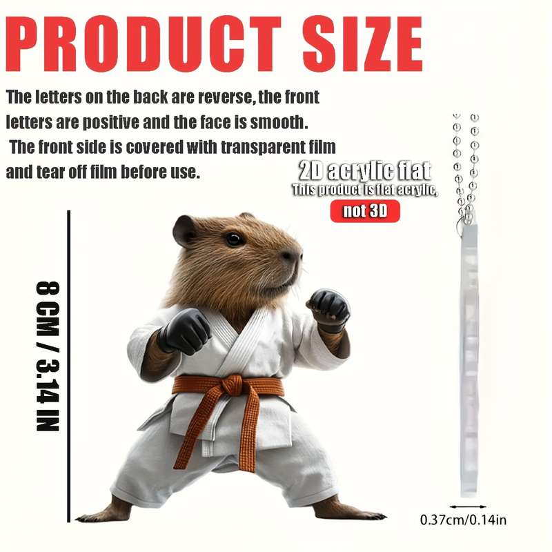 1pc 2D Flat   Taekwondo Capybara Acrylic Hanging Charm  Martial Arts Design with Karat