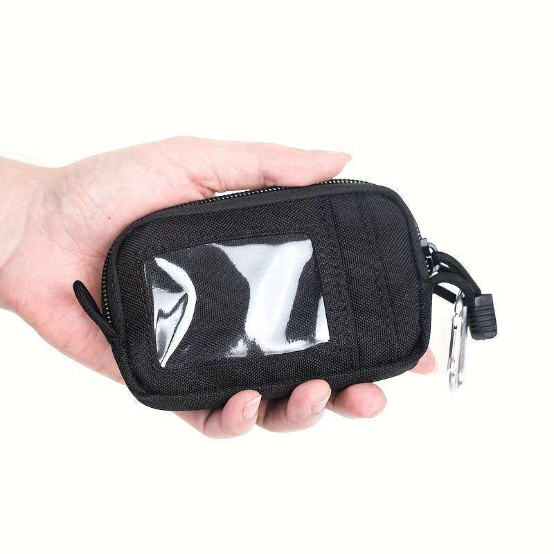 1pc Canvas Coin Purse with Zipper Driver'S License Holder Card Case Belt Bag Small Sports Pouch