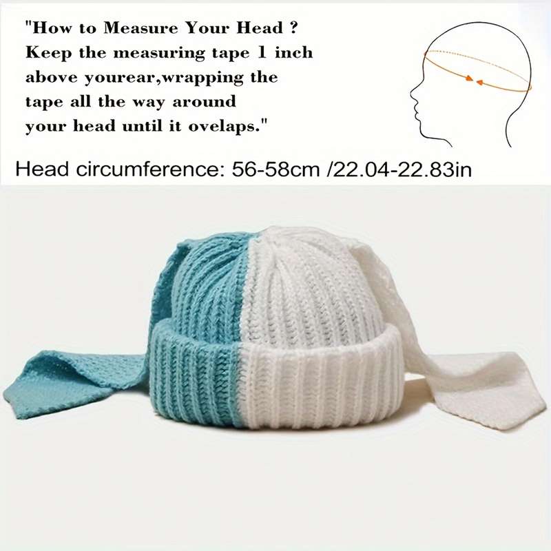1pc Perfect Breathable Rabbit Ear Beanie Chic Colorblock Knit Rabbit Ear Beanie for Women Stret