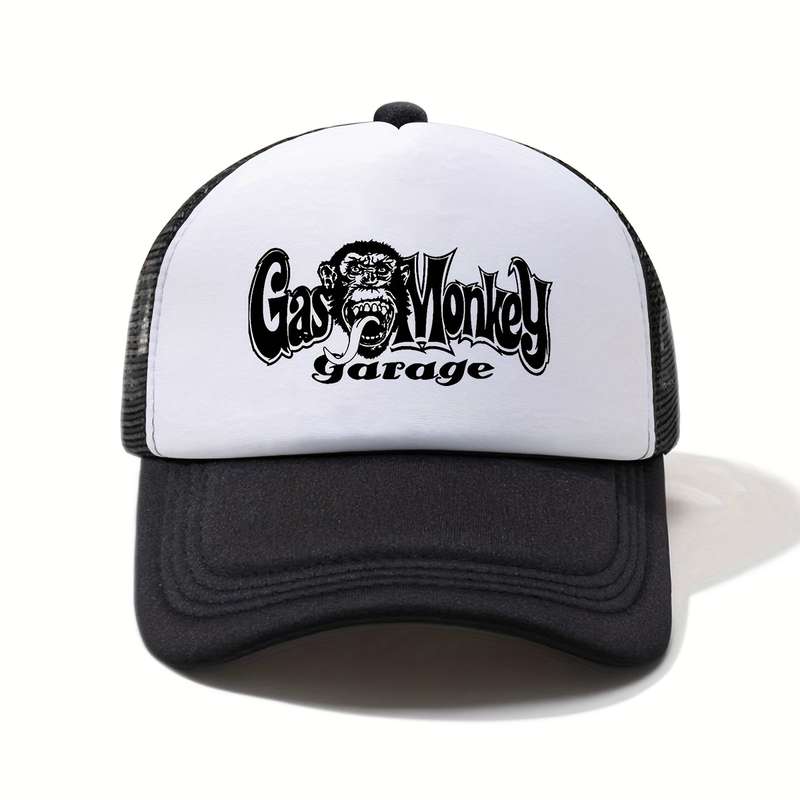 1pc Gas Monkey Garage Printed Half Mesh Baseball Cap Lightweight Sun Hat for Men Women Ret