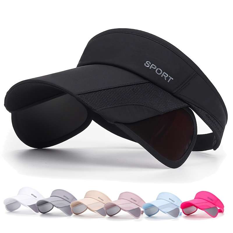1pc Adjustable Retractable Visor Hat with Large Brim Breathable Polyester Ideal for Tennis Golf