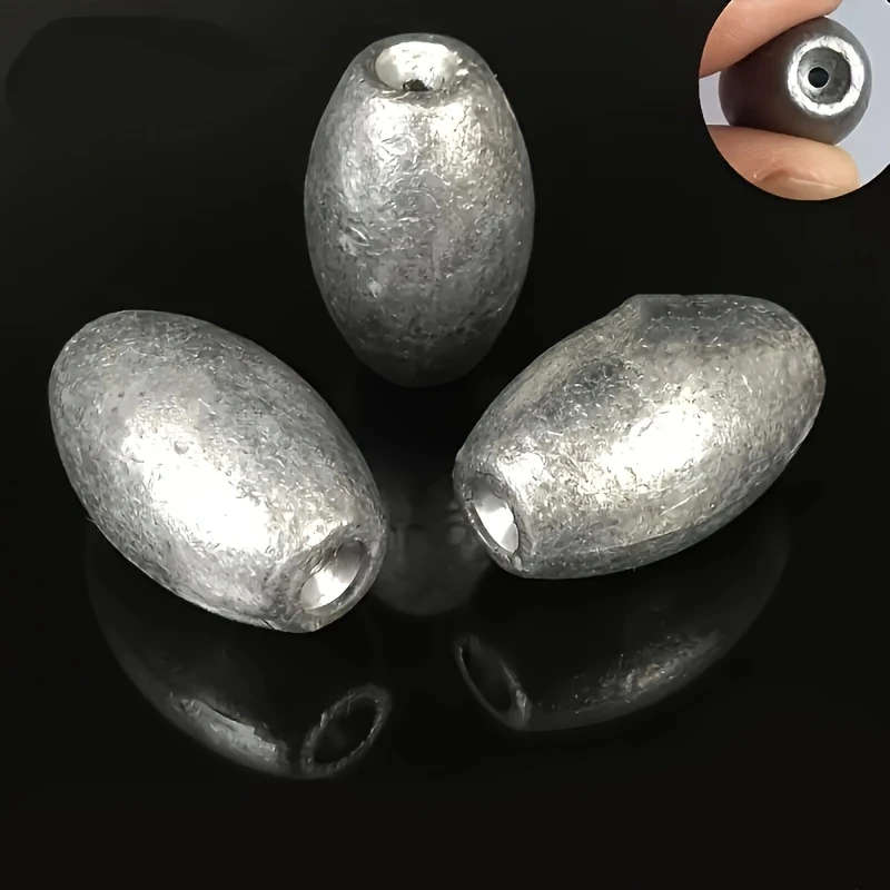 60pcs Olive Shaped Hollow Ferroalloy Fishing Lead Pendant-2 Grams Weight Hollow Design for Long Dist