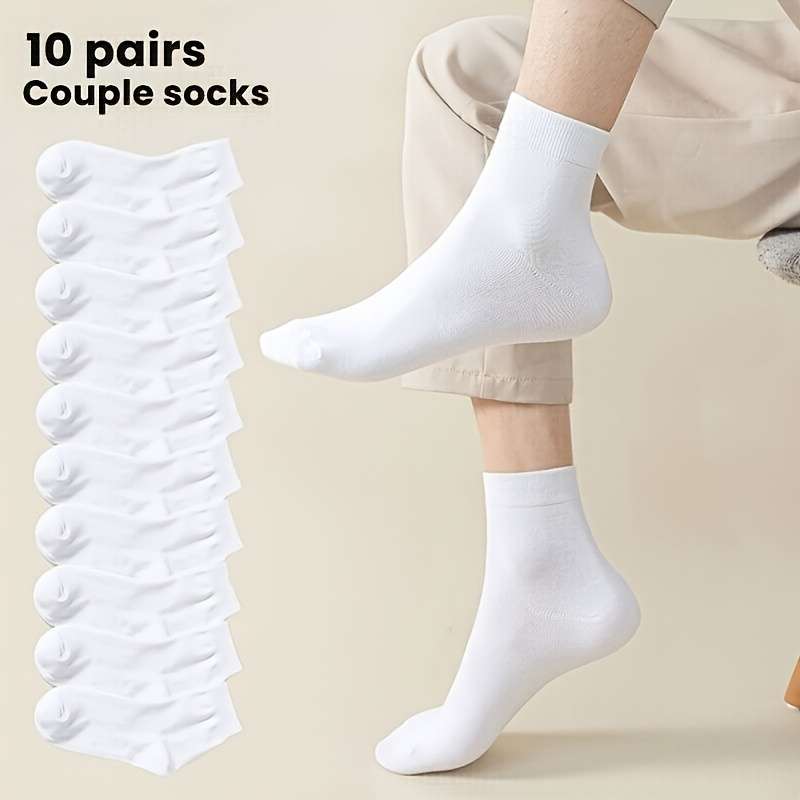 10 Pairs White One Size High Elastic Socks