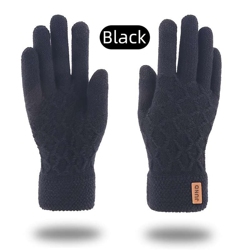 3 Pairs Mixed Black Gray Navy Blue Warm Gloves