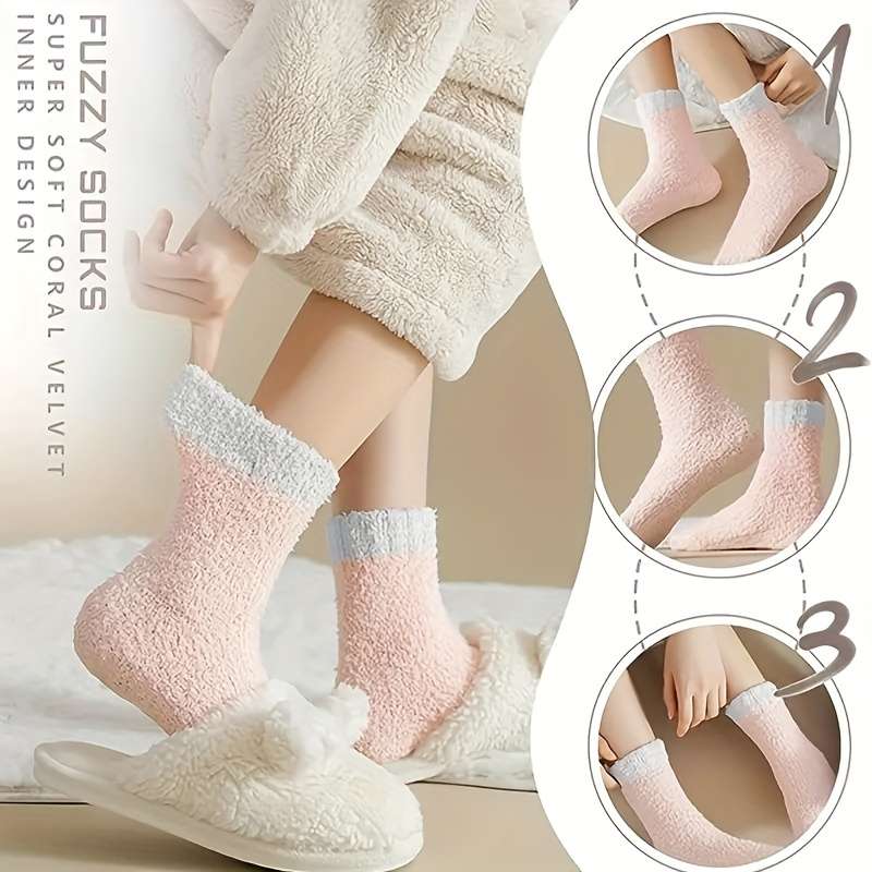 Sock 3 Pairs Of Furry Socks   Random Color   Model 907