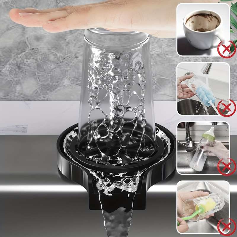 1pc Easy-Install Kitchen Faucet Glass Rinser High-Pressure Multi-Nozzle Design for Quick Cleanin
