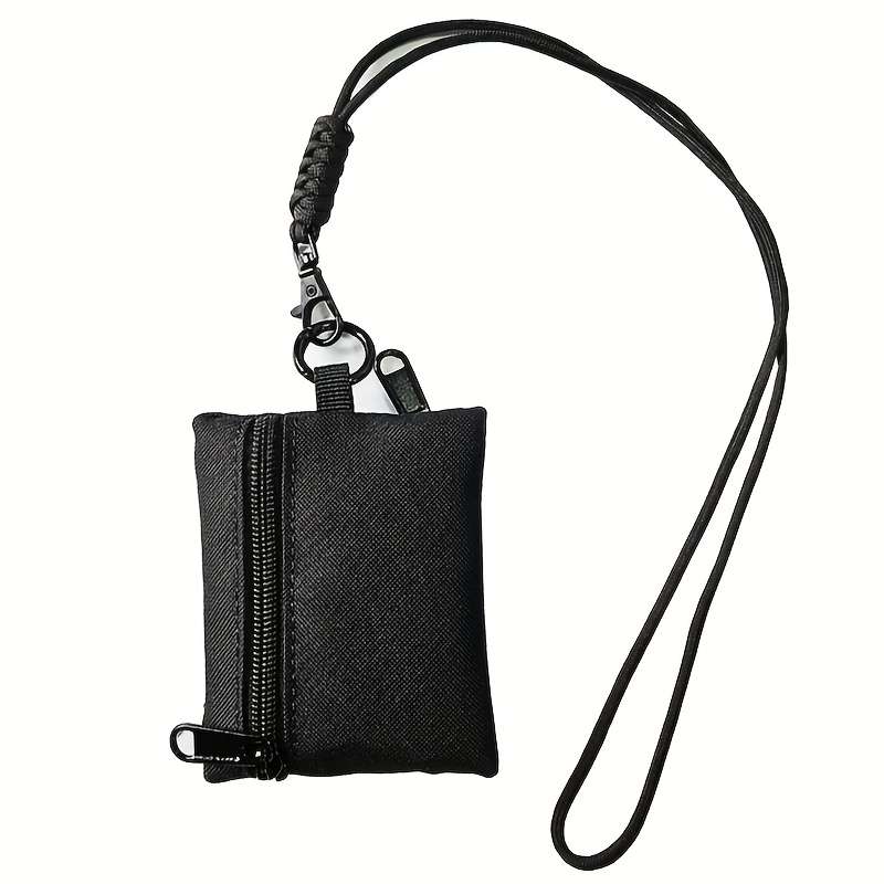 1pc Nylon Casual Style Outdoor Neck Pouch Men's Small Card Holder Coin Purse Key Case with Lan