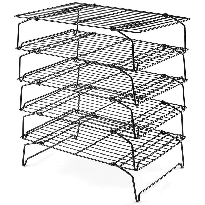 5pcs Cooling Rack Set Stackable Baking and Cooking Rack for Cooling Grilling Foldable and Hea