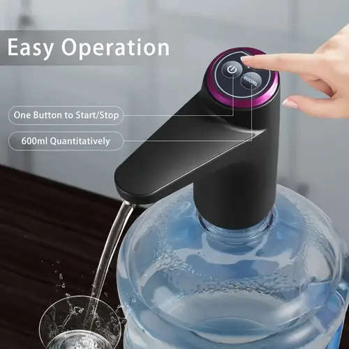 1pc USB Rechargeable Portable Water Pump Easy One-Touch Operation Automatic Dispensing for 11.36-18.