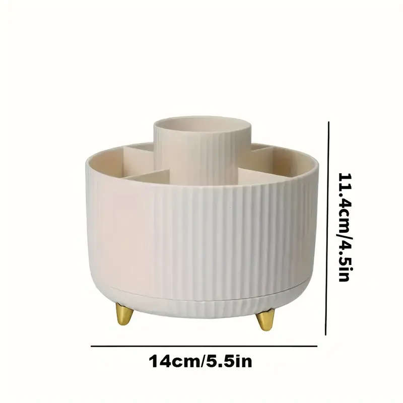 1pc 360 Rotating Makeup Organizer Plastic Cosmetic Storage with 5 Compartments Multi-Functional