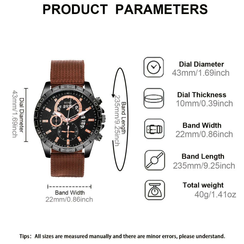 5pcs Set Men's Watch Fashion Casual Sports Calendar Round Dial Quartz Watch and Beaded Bracelet
